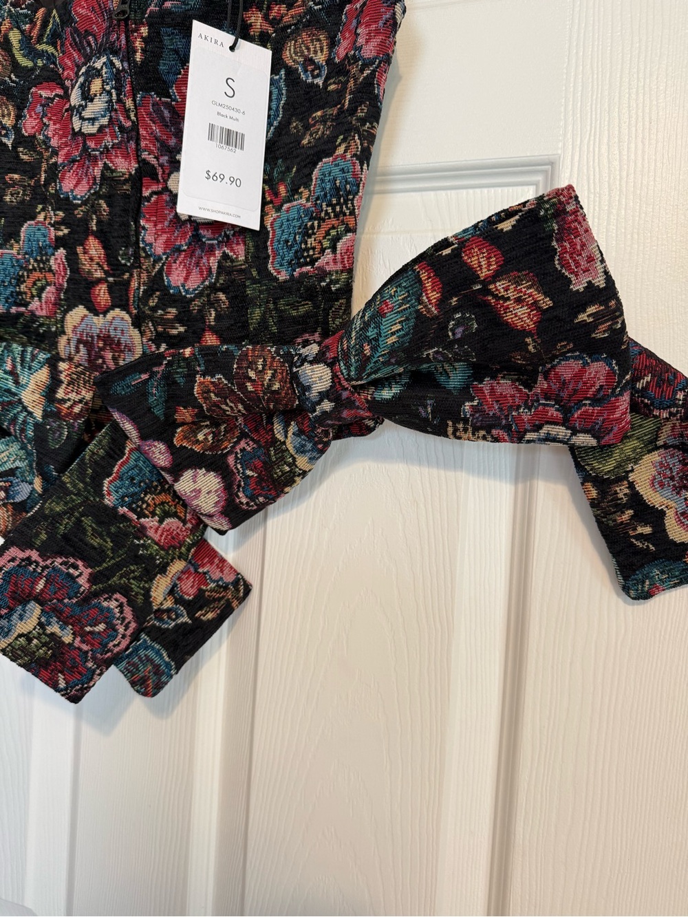 AKIRA Pretty Little Lady Floral Brocade Corset Top with Bows - Size Small - Picture 7 of 8